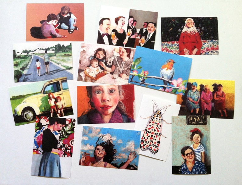 set of 13 printed postcards 4x6 inch card-paper goods Printed on a fine quality 250 gram paper