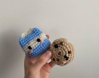 crochet cookie and milk