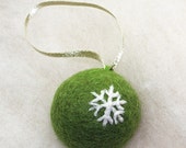 Felted Snowflake Christmas Ornament Wool Fiber Collectible