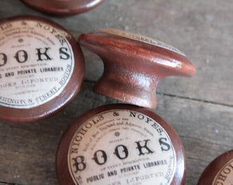 Vintage Knob, Books, Wooden door pulls
