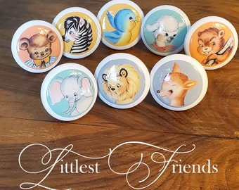 Drawer pulls, Vintage design for children, Littlest Friends Cork Bella match, Wooden door pulls