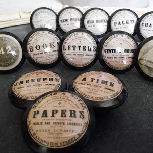 Vintage Knobs, The Books Series, FULL SET of 13, Wooden door pulls