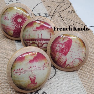 French Knobs Rose 4 pc Drawer Pulls