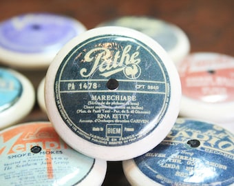 Vintage Knobs, Record Label, Your Choice, Wooden door pulls