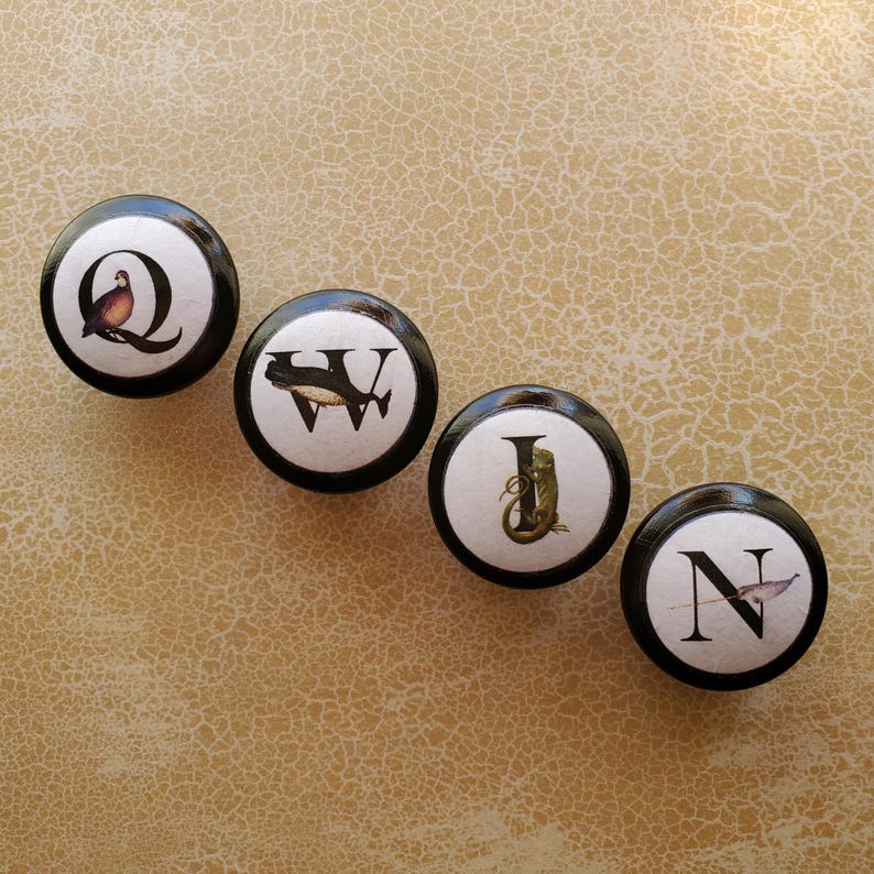 Alphabet knobs, Solid Black filled letters, door pulls and home design 画像 10