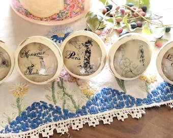 Vintage Knobs, Couture Angel, Wooden door pulls, 5 designs to choose from