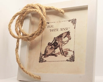 Cowboy Days Friend Framed Art: Horse & Rope Decor