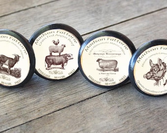 Wooden Knobs, Down on the Farm, 4 Designs to choose from