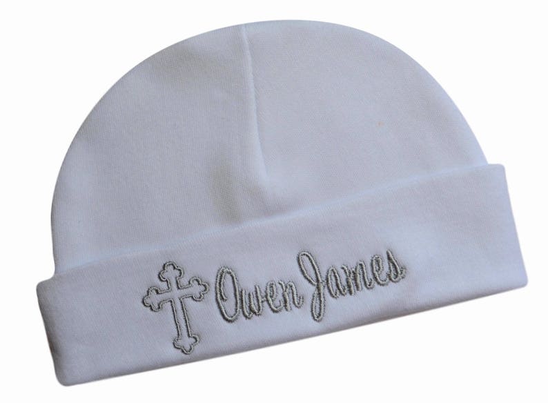 Embroidered Baptism Baby HAT Personalized Christening Keepsake Etsy
