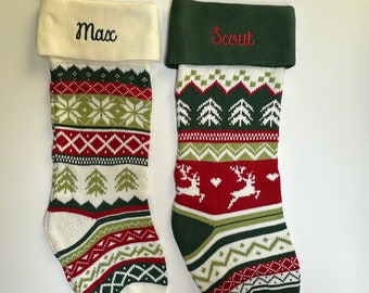 Personalized Embroidered Cable Knit 22" Christmas Stockings - great for pets too!