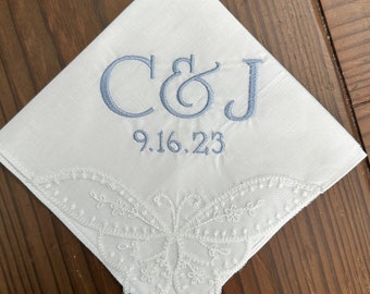 Custom monogrammed and personalized hankerchiefs - wedding hankie