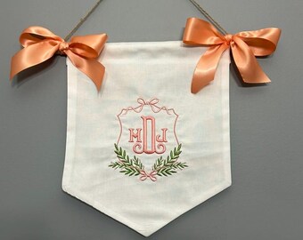 Custom monogrammed and personalized Embroidered Banner Nursery or Home