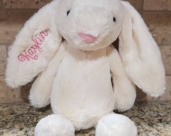 Personalized Monogrammed Stuffed Plush Bunny Baby Gift Embroidered