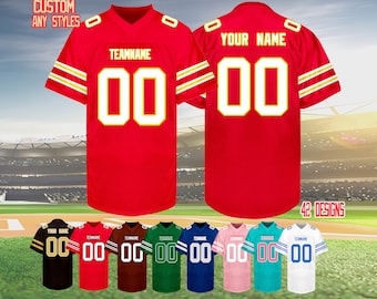 Camiseta de fútbol personalizada, logotipo con nombre y número cosido, cualquier color personalizado, uniforme deportivo de equipo, regalo de boda para hombres, mujeres, jóvenes, niños, fanáticos de los Lions, novias