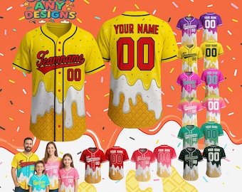 Personalized Ice Cream Drip Baseball Jersey: Custom Family Matching Shirt
