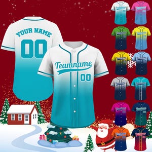 Custom Baseball Jersey  Gradient color Personalized team sport jersey customized  jersey for Adult woman Kids Toddler youth christmas gift