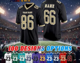 Camiseta de fútbol bordada personalizada: nombre personalizado, número, logotipo, uniforme deportivo de equipo, regalo de Navidad para bodas, niños pequeños, adultos, Año Nuevo