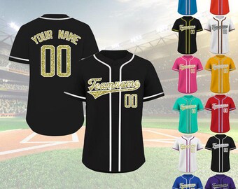 Custom Baseball Jersey Gold glitter Sequined Stitched Printed softball jersey Personalized team Sport Shirt for Men Women Adult toddler kids