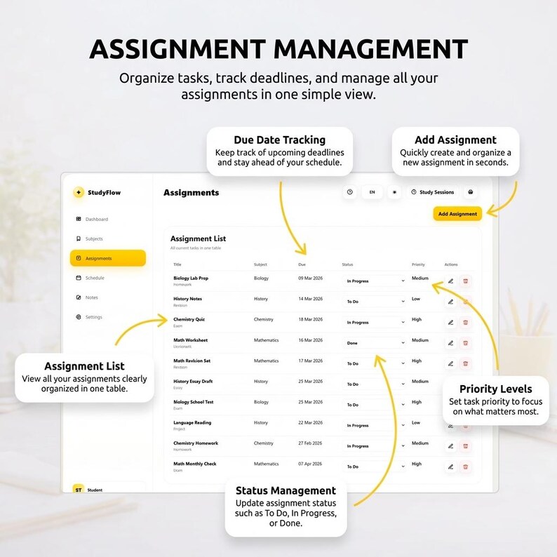 Student Planner HTML Web App, Assignment Tracker, Schedule, Notes ...
