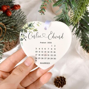 Married Ornament,Custom Wedding Keepsake,Wedding Gift,Wedding Date ornament,Calendar Anniversary Gift,Ceramic married ornament,Newlywed Gift