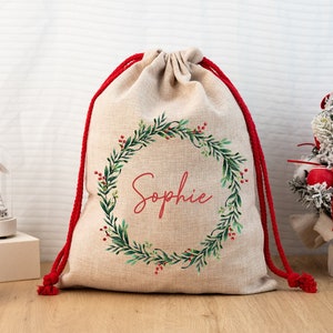 Merry Christmas Santa Sack,Kids Present Gift Bag,Personalized Gift Bag,Santa Stocking Drawstring Bag,Christmas Sack,First Christmas Gift
