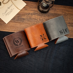 Customized Leather Can Holder,Groomsman Gift Wedding Best Man Gift,Engraved Leather Beer Can Cooler,Gift for Dad,Wedding Party Gift for Men