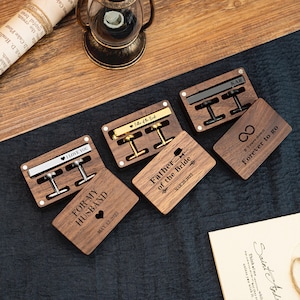 Personalized Metal Cufflinks,Tie Clip & Rectangle Gift Box,Wedding Day Cuff links Groom Fiance,Birthday Anniversary Gift for Husband