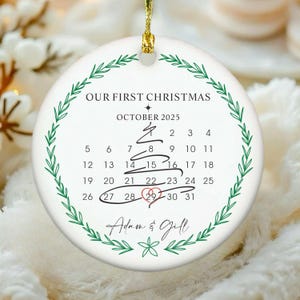 Married Ornament, Wedding Gift, Wedding Date ornament, Heart Calendar, Anniversary Gift, Our First Christmas, Newlywed Gift, Wedding Gift