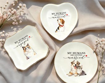 Custom Pet Portrait Ring Dish, Engagement Gift For Her, My Humans Are Getting Married, Personalized Dog Portrait Jewelry Trinket Dish