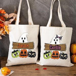 Personalized Halloween Tote Bag,Trick-or Treat Bag,Halloween Candy Bag,Kids Trick or Treat Bag,Halloween Candy Sack,Halloween Treat Bag