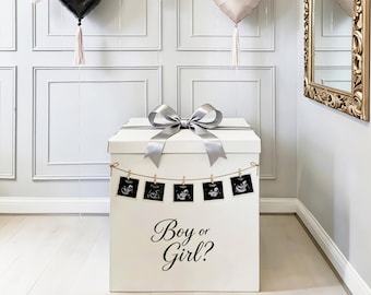 Caja gigante para revelar el sexo del bebé / Exhibidor personalizado de fotos de ecografía, anuncio de nacimiento