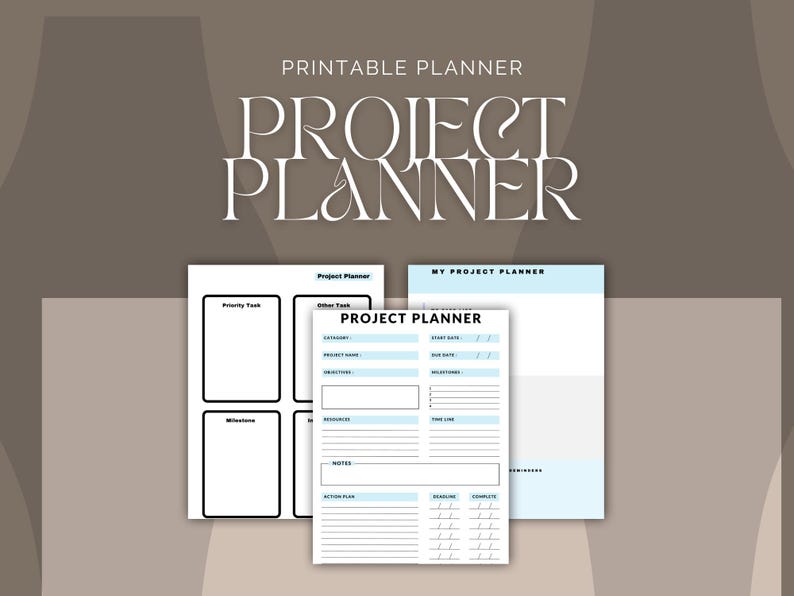 Basic Objective Planner Comprehensive Project Planner | Printable & Digital | Organize Projects ...