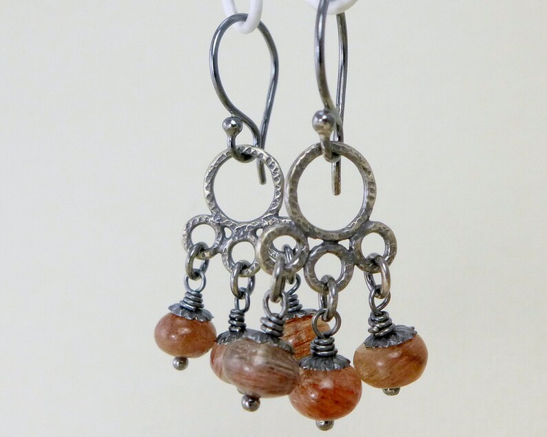 Rust Quartz Earrings Sterling Silver Dangle Chandelier Etsy