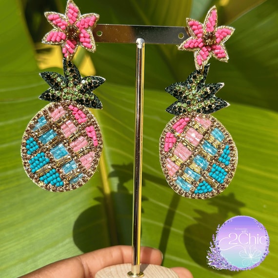 Pineapple drop earrings discount