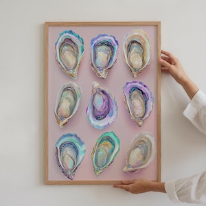 Oyster pastel print vintage appartement decor strand surf poster positieve kust print muur kunst gezellige keuken bar kar decor digitale download