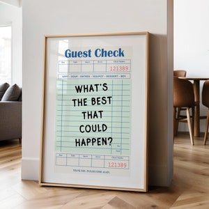 Whats The Best That Could Happen Guest Check Print Motivational Quote Trendy Wall Art Print Large Living Room Art Apartment Decor