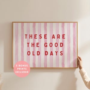 These Are The Good Old Days Landscape Print Set Striped Neutral Apartment Decor Coquette Poster Kitchen Wall Art Preppy Digital Download