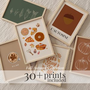 Fall Wall Art Minimalist Set of 30+ Autumn Thanksgiving Printable Decor Modern Seasonal Art Cozy Neutral Home Decor Digital Download
