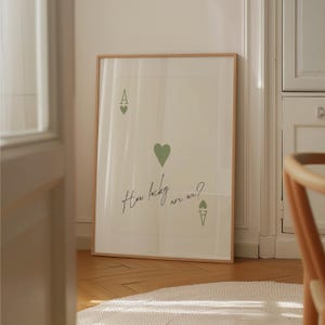 Como somos sortudos Imprimir Ás de Copas Carta de Baralho Verde Sálvia Arte de Parede Estética Retro Decoração de Apartamento na Moda Download Digital Instantâneo