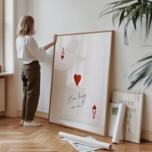 Nous avons de la chance, impression As de coeur, carte à jouer, art mural rouge, décoration d'appartement tendance, esthétique rétro, téléchargement numérique instantané