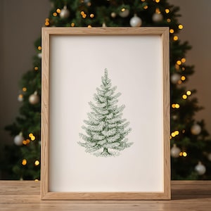 Minimalist Christmas Tree Printable Wall Decor Vintage Pine Tree Art Holiday Decorations