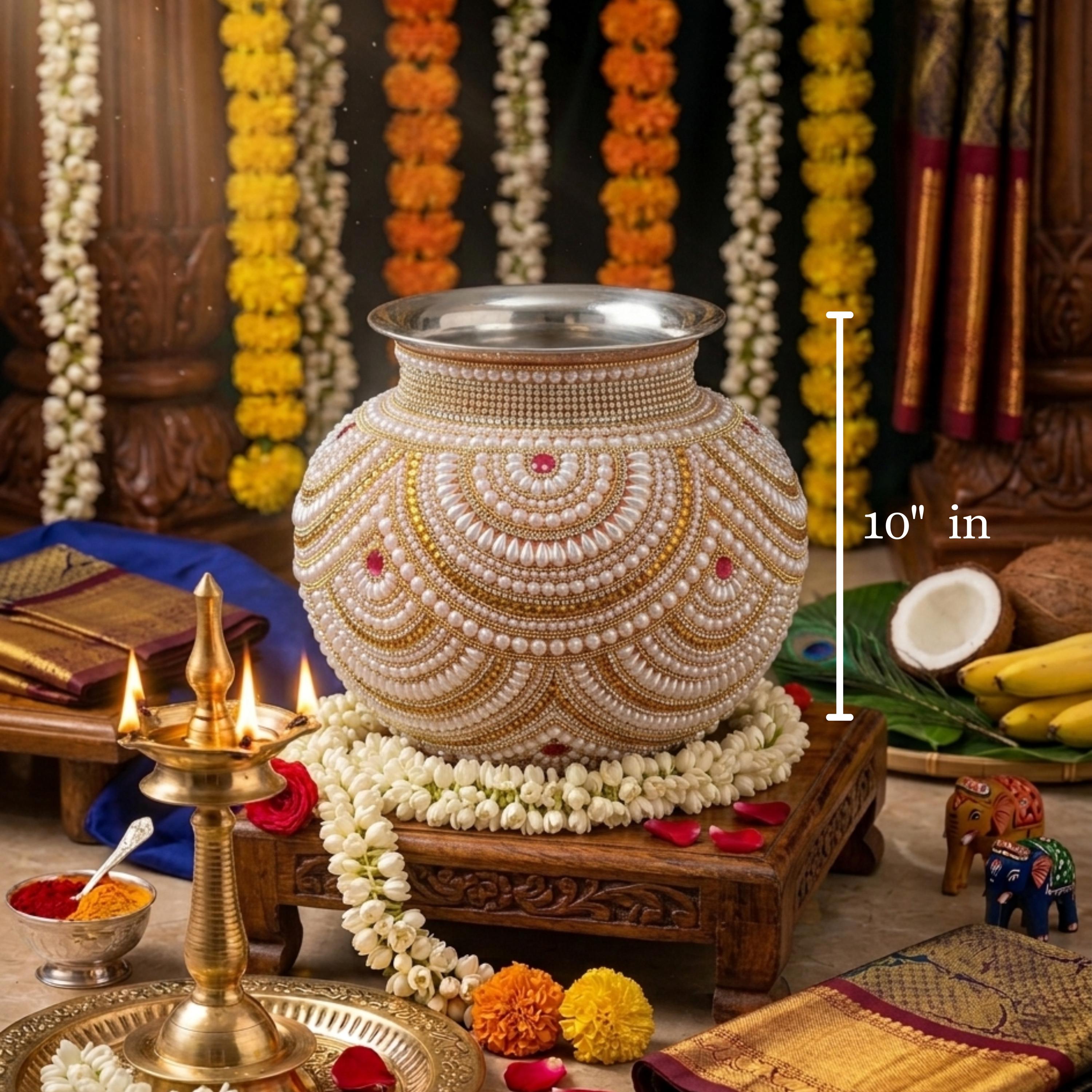 Decorated Stainless Steel Ungarala Binda Pot | Telugu Wedding Ring Game ...