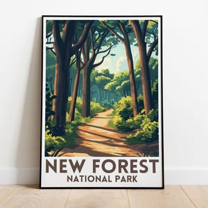 Impresión de viaje de New Forest: póster de naturaleza, decoración de viajes por el Reino Unido, arte de pared, parque nacional de New Forest, impresión de naturaleza británica, arte de senderismo, decoración rústica