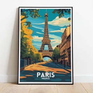 Paris Travel Print - Vintage Parisian Art, Eiffel Tower Poster, Paris Cityscape, French Travel Wall Art, Paris Skyline Print, Paris Decor