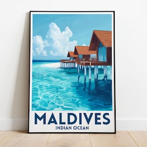 Maldives Travel Print - Tropical Paradise Wall Art, Island Beach Poster, Ocean Landscape Decor, Vacation Artwork, Maldives Photography