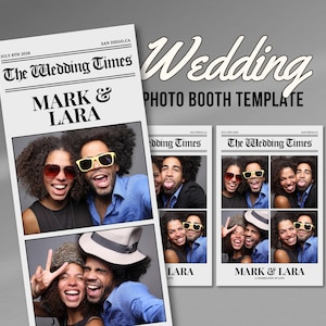 Wedding Photo Booth Strip Template Newspaper Photo Booth Layout Photo Booth Frame Digital Template Wedding Save The Date Layout