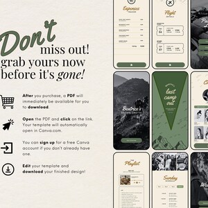 May include: A digital illustration of a phone screen showing a bachelorette party itinerary with a green and white color scheme. The itinerary includes a packing list, flight details, expenses tracker, a playlist, a Sunday schedule, and a weekend theme. The text on the screen says "Beatrice's Bachelorette" and "Last Camp Out".