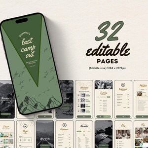 App-like Camp Bachelorette Itinerary Canva Template Lake Camp Bachelorette Weekend Itinerary Digital Planner Cabin Crew Hiking Bachelorette