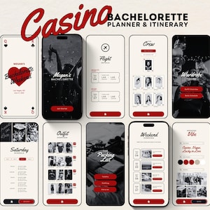 App-like Las Vegas Bachelorette Itinerary Canva Template Casino Bachelorette Weekend Itinerary Digital Planner Lucky in Love Bachelorette