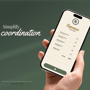 May include: A smartphone displaying a mobile app for tracking expenses. The app lists various expenses, including hotel, roundtrip flight, group groceries, team bride shirt, and sunset cruise, with a total of $200.